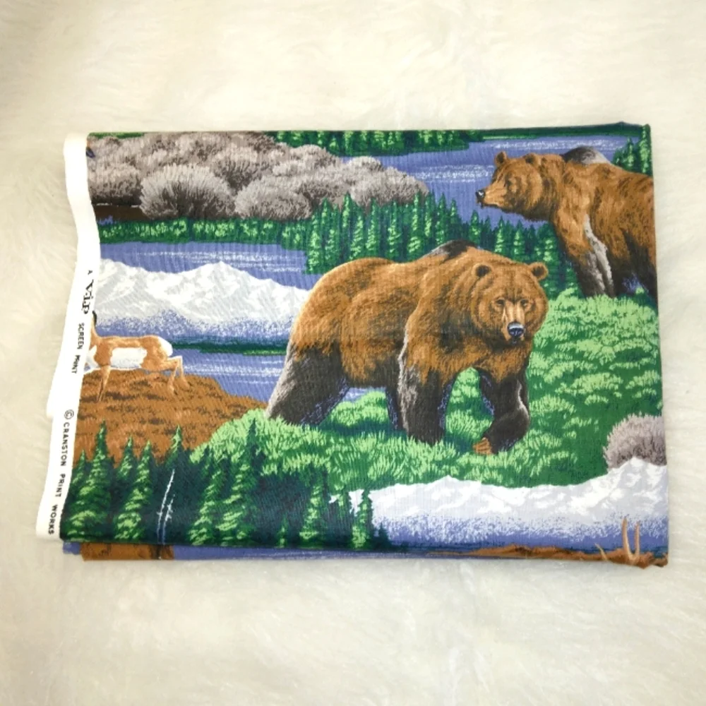 FABRIC Cranston VIP Cotton Fabric Wildlife Bear Wolf Deer Big Horn Sheep